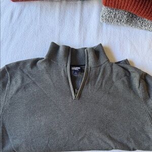 Lands' End Men's Charcoal Zip-Up Sweater